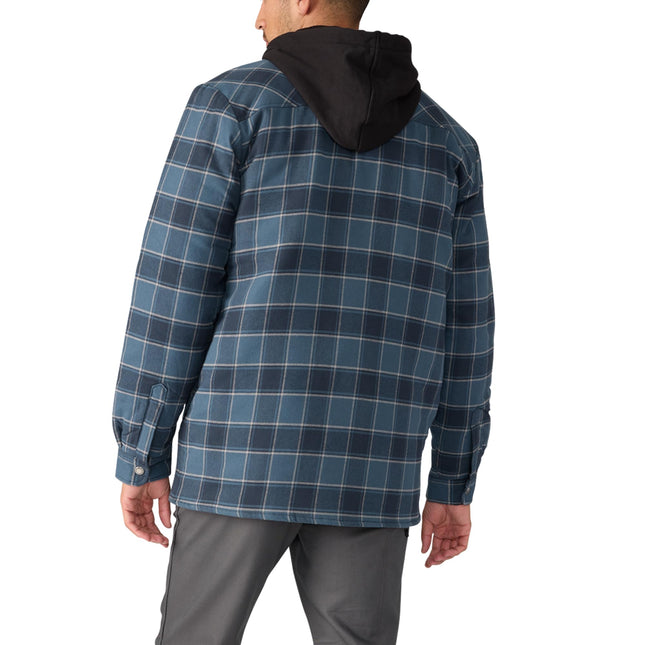 Dickies Men's Water Repellent Flannel Hooded Shirt Jacket, Dark Navy, 3X-Large