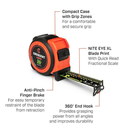 Crescent Lufkin 16ft CONTROLTOUCH NITE Eye™ Tape Measure | L1016CB-02