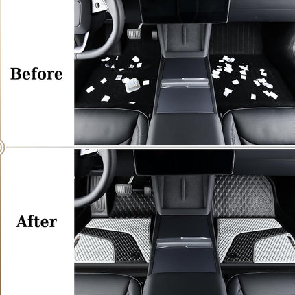 Coverado Floor Mats for 2024 2025 Tesla Model 3, Custom Fit All Weather TPE Cargo Liner Floor Mats Full Set, Waterproof Car Mats Trunk Floor Mat Tesla Model 3 Accessories,Front & Rear