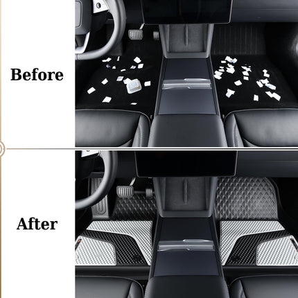 Coverado Floor Mats for 2024 2025 Tesla Model 3, Custom Fit All Weather TPE Cargo Liner Floor Mats Full Set, Waterproof Car Mats Trunk Floor Mat Tesla Model 3 Accessories,Front & Rear