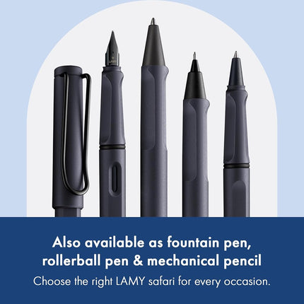 Lamy safari steel black - Ballpoint Pen with ergonomic grip & line width M - for pleasant long writing - made of robust ASA plastic – including large capacity refill M 16 in black