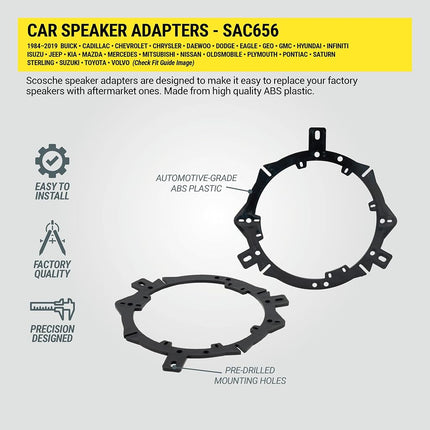 SCOSCHE SAC656 1995-Up 6.75” to 6.5” or 5.25” Speaker Adapter Pair