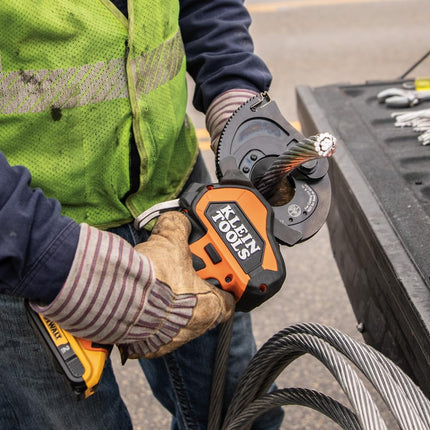 Klein Tools BAT20GD10 Cable Cutter, Gear Cable Cutter Battery Operated Kit with Dewalt 20 Volt 2 Ah Battery for Copper and Aluminum