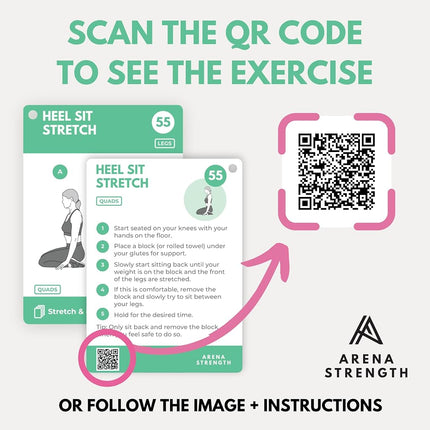 Arena Strength Stretch, Mobility, Flexibility Exercise Cards. Workout Card Decks for Stretching. Improve Mobility and Flexibility.