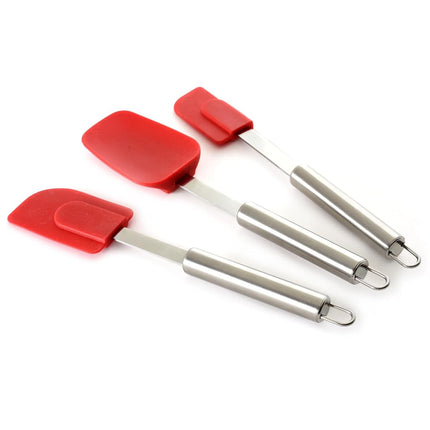 Norpro 3 Piece Silicone/Stainless Steel Kitchen Spatula Set - Red, Large