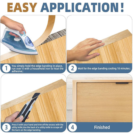 ZYJT Birch Edge Banding, 5/8 inch x 25ft roll of Veneer Edge Banding, Pre-glued Flexible Real Wood Tape for Cabinet Repair and Furniture Restoration