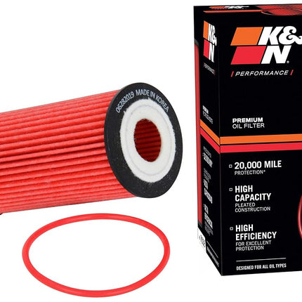 K&N Oil Filter - High Performance-Series compatible with: Audi, Volkswagen, Porsche (HP-7038), Red