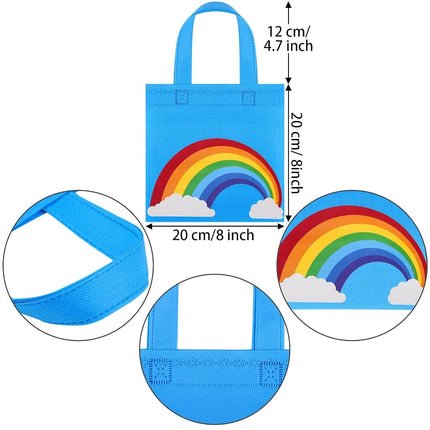 ANECO 24 Pieces Rainbow Non-Woven Bags Tote Gift Bags Rainbow Party Bags Birthday Bags with Handles for Party Favors, 8 by 8 Inches, 6 Colors