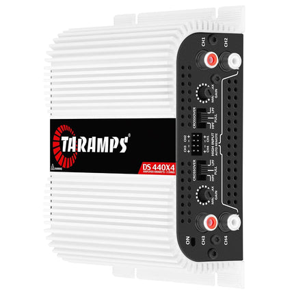 Taramp's DS 440x4 440 Watts RMS 4 Channels 2 Ohms Amplifier Multichannel Class D Full Range, Crossover High/Low Pass Bridgedable, Aluminium, RCA, Car Show Power System