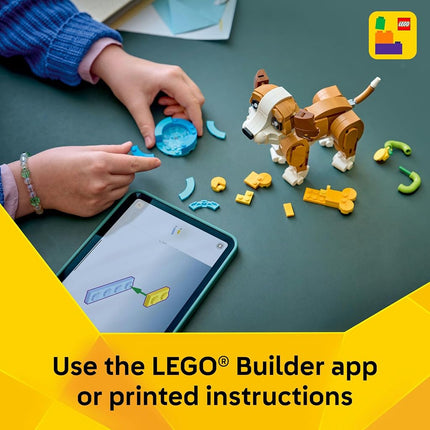 LEGO® Creator 3 in 1 Cute Animals: Playful Puppy Dog 31382 Animal Figures - Building Set with 3 Build Options, Dog, Squirrel or Duck - Animal Toys for Kids Aged 8+ - Toy Idea for Girls and Boys