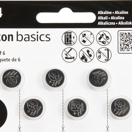 Amazon Basics 6-Pack LR44 Alkaline Button Coin Cel