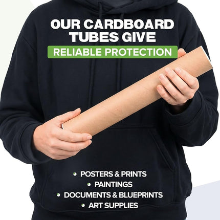 Paclord 2" x 12" Reinforced Kraft Paper Mailing Tube (Pack of 1) with 2 Caps