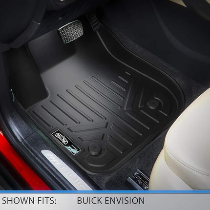 SMARTLINER Alfombrillas de Piso Ajuste Personalizado 2 Filas y Juego de Forro de Carga Negro para Buick Envision 2016-2019