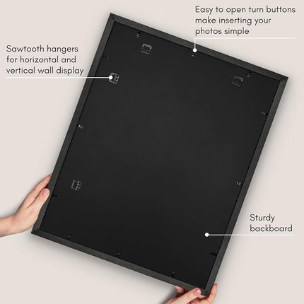 Americanflat 22x28 Poster Frame - Black Engineered Wood with Polished Plexiglass - Matted to 18x24 Photo Size - Hudson Collection - Wide Picture Frame for Wall Display - Black
