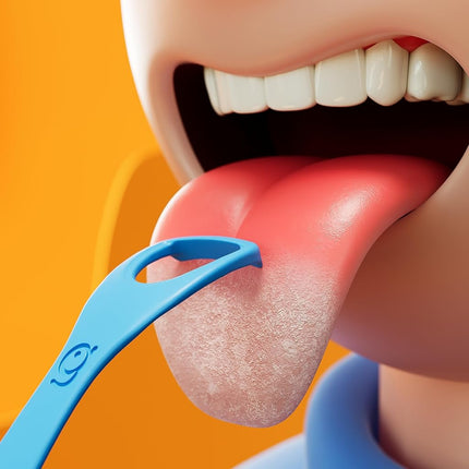 GRIN Tongue Cleaner, 48 Count, Disposable Tongue Cleaner, Hygienic Scraper, Recycled Plastic, Clean Tongue, Promote Fresh Breath, Includes Safe Fold- Back Tooth Pick