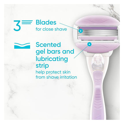 Gillette Venus ComfortGlide Freesia Women's Razor Refills, 6 Refill Cartridges, Fits Venus Reusable Razor Handles, 3-Bladed with Built-in Shave Gel Bars