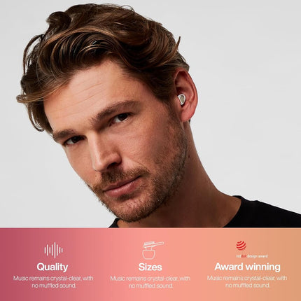 Hears Premium Earplugs for High Fidelity Ear Protection - 20dB Sound Reduction - Soft, Reusable Earplugs, Perfect for Concerts and Nightlife - Includes 8 Soft Tips - Gold Haze