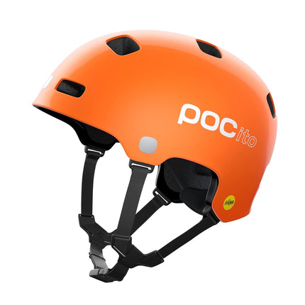 POC POCito Crane MIPS – Kids’ Bike Helmet with MIPS Evolve Protection, Tough PC Shell, Fluorescent Colours, Reflective Details and 360° Adjustable Fit