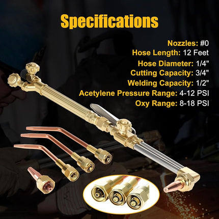 Oxygen Torch Kit Acetylene Oxygen Torch Kit Professional Soldering Kit Gas Welding Kits Portable Oxygen Acetylene Welder with Nozzles Check Valves Regulator