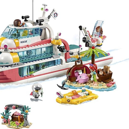 LEGO Friends Rescue Mission Boat 41381 Boat Building Kit with Mini Dolls and Toy Sea Creatures includes Narwhal Figure, Treasure Chest and more for Creative Play (908 Pieces)