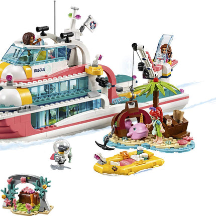LEGO Friends Rescue Mission Boat 41381 Boat Building Kit with Mini Dolls and Toy Sea Creatures includes Narwhal Figure, Treasure Chest and more for Creative Play (908 Pieces)