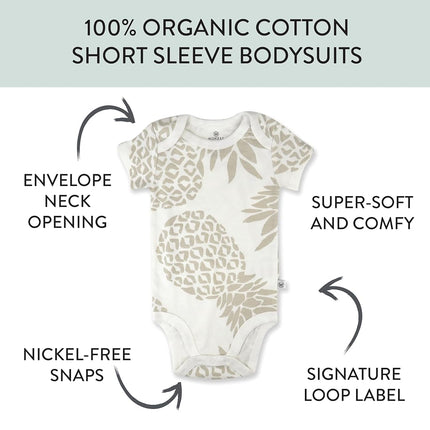 HonestBaby baby-girls 5-pack Short Sleeve Bodysuits One-piece 100% Organic Cotton for Infant Baby Girls, Pink Avocado Leaf, 24 Months