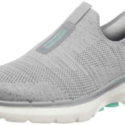 Skechers Women's GO Walk 6 Fabulous View Sneaker, Gray Textile/Trim, 10 UK