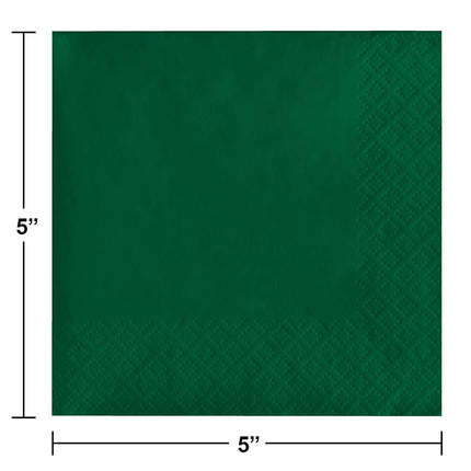 Creative Converting Touch of Color 200 Count 2-Ply Paper Beverage Napkins, Hunter Green