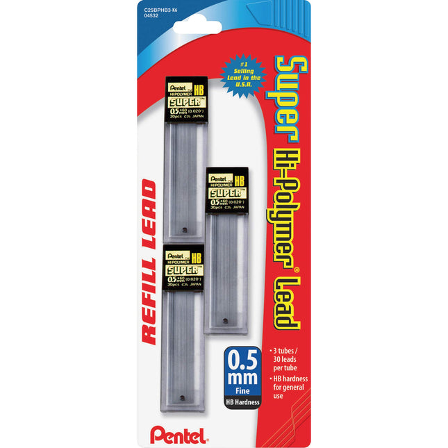Recambio de minas Pentel Super Hi-Polymer, 36 por caja