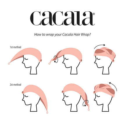 Cacala Terry Hair Towel Wrap - Luxurious Super Absorbent Hair Towel Wrap for Wet Hair, Non-Frizz Hair Turban with Holding Loop and Buttons, Cotton Hair Wrap with Accessories | 3 Pieces