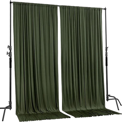 AK TRADING CO. 10 feet x 10 feet Olive Green Polyester Backdrop Drapes Curtains Panels with Rod Pockets - Wedding Ceremony Party Home Window Decorations