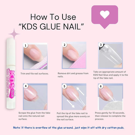 KDS Nail Glue for Professional Fake Nail Art & Design 10pcs Nail Tip Extension Glue