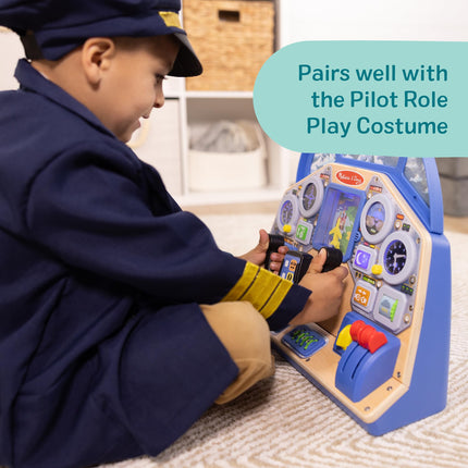Melissa & Doug Jet Pilot - Tablero de Mando Interactivo | Juguetes de avión de madera para niños, juegos de imitación para niños y niñas | A partir de 3 años - Certificado FSC