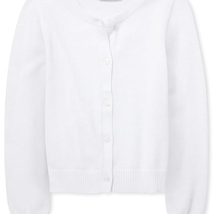 The Children's Place Cardigan d'uniforme fille, blanc, très petit
