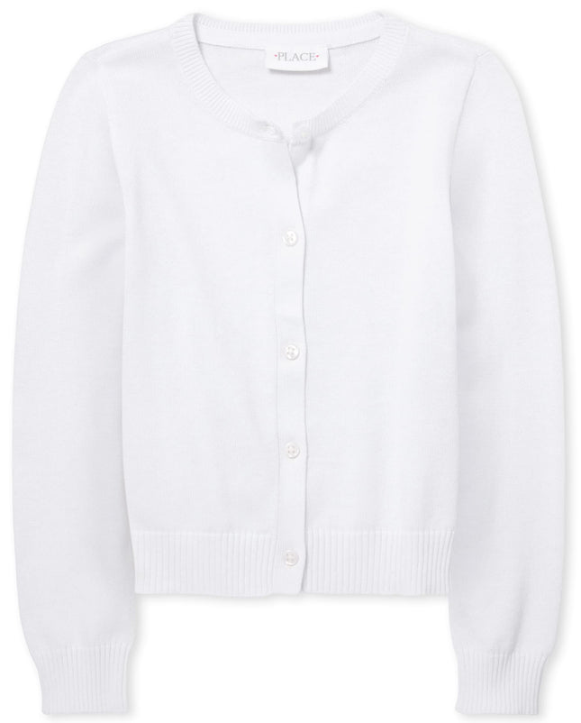 The Children's Place Girls' Uniform Cardigan, Whit