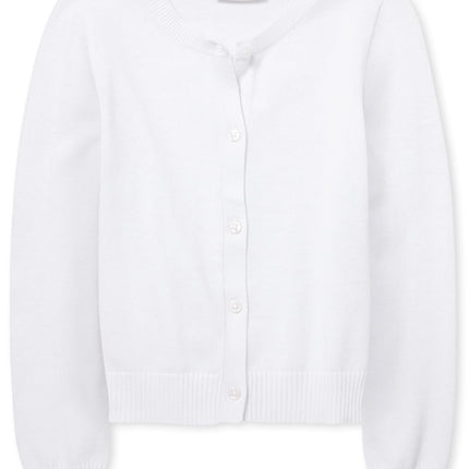 The Children's Place Girls' Uniform Cardigan, Whit