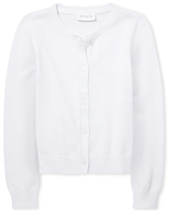The Children's Place Girls' Uniform Cardigan, Whit