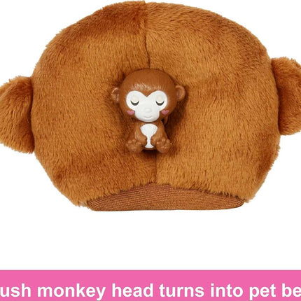 Barbie Dolls and Accessories, Cutie Reveal Doll with Monkey Plush Costume & 10 Surprises Including Color Change, Jungle Series