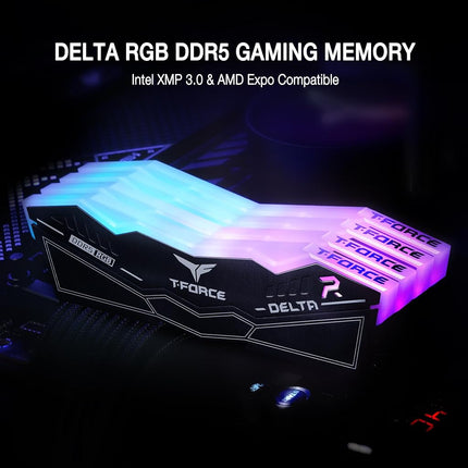 TEAMGROUP T-Force Delta RGB DDR5 32GB (2x16GB) 6400MHz (PC5-51200) CL40 for Z690 Desktop Computer - FF3D532G6400HC40BDC01