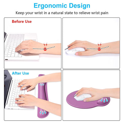Dapesuom Keyboard Wrist Rest and Mouse Pad with Wrist Support, Cute Memory Foam Cushion for Keyboard and Mouse Set, Desktop Pad Rests with Non Slip Base for Easy Typing & Pain Relief, Radiant Orchid