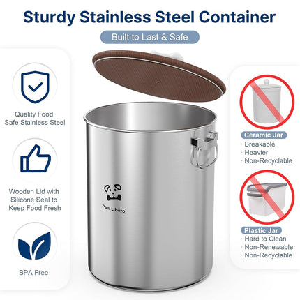 25 lb Stainless Steel Dog Food Storage Container with Airtight Lid for Pet