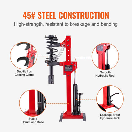 VEVOR Strut Spring Compressor, 4.5 Ton/9920 LBS Hydraulic Jack Capacity, 1 Ton Rated Compression Force, Auto Struts Coil Spring Compressor Tool, Hydraulic Springs Compressors for Strut Spring Removing