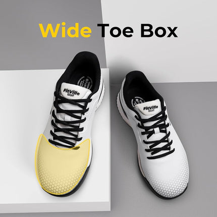 FitVille Men's Golf Shoes Extra Wide White-Black