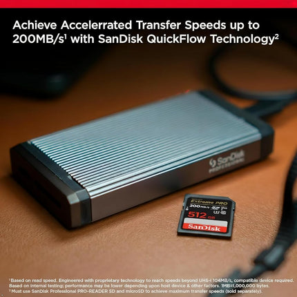 SANDISK Extreme PRO SDXC card 512GB (SD card up to 200 MB/s, V30 Memory Card, 4K UHD, SANDISK QuickFlow Technology, RescuePro Deluxe Data Recovery Software, UHS-I, Class 10, U3, V30)