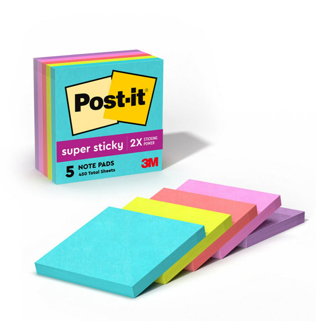 Post-it Super Sticky Notes, 2X Sticking Power, 3" 