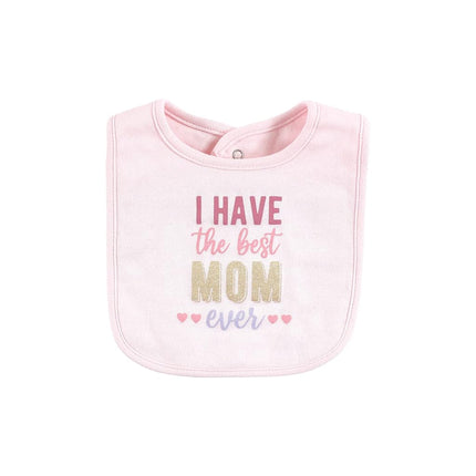 Lot bavoir et bandeau ou bonnet en coton pour bébé unisexe Hudson Baby, fête des Mères, taille unique