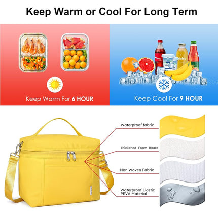 NOL Natural Organic Lifestyle Insulated Lunch Bags for Women Cooler Bag Lightweight Nylon Waterproof Lunch Box for Work