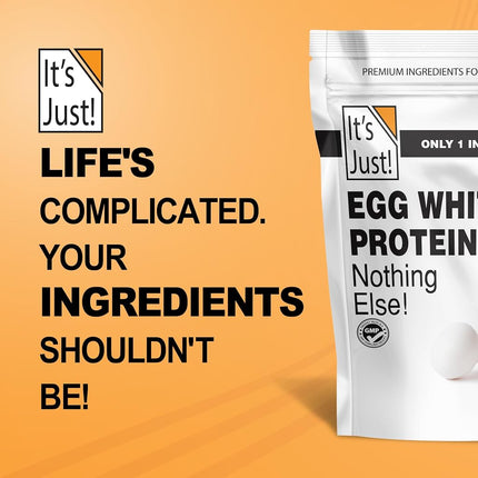 It's Just! - Proteína de clara de huevo en polvo, proteína de clara de huevo deshidratada, ingrediente para merengue, sin OMG, de granjas de EE. UU., sin sabor (227 g)