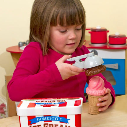 Melissa & Doug Scoop and Stack Ice Cream Cone Wooden Magnetic Pretend Play Food Set, Preschool Toy Play Ice Cream Set, Pretend Food, Toy For Toddlers And Kids Ages 3+ - FSC Certified - FSC Certified