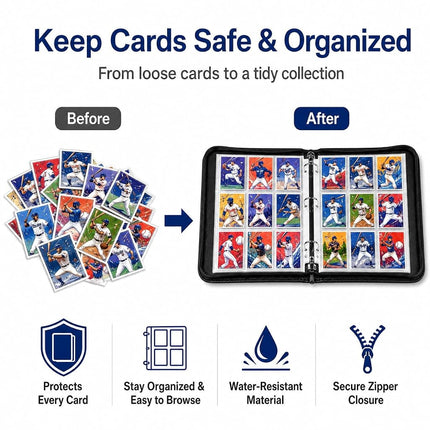 HBK Baseball Card Binder 900 Pockets, PU Leather with 50 Sleeves